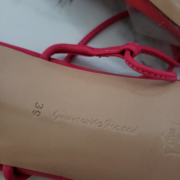 Gianvito Rossi *NEW* Gwyneth PVC Pink Leather Sandals - Picture 11 of 12